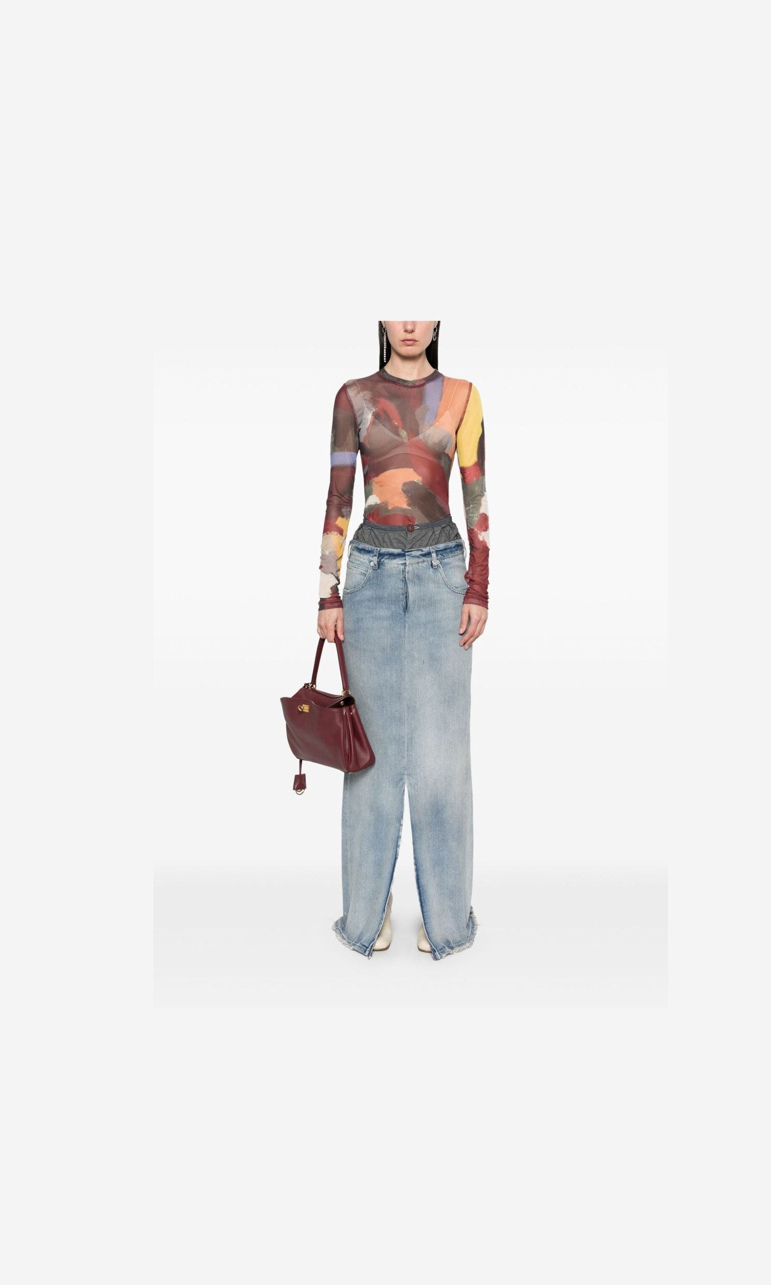 Maison Margiela Denim Maxi Cotton Skirt Glam Steals