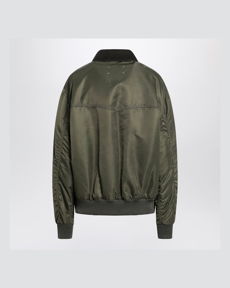 Maison Margiela Green Nylon Khaki Padded Bomber Jacket Glam Steals