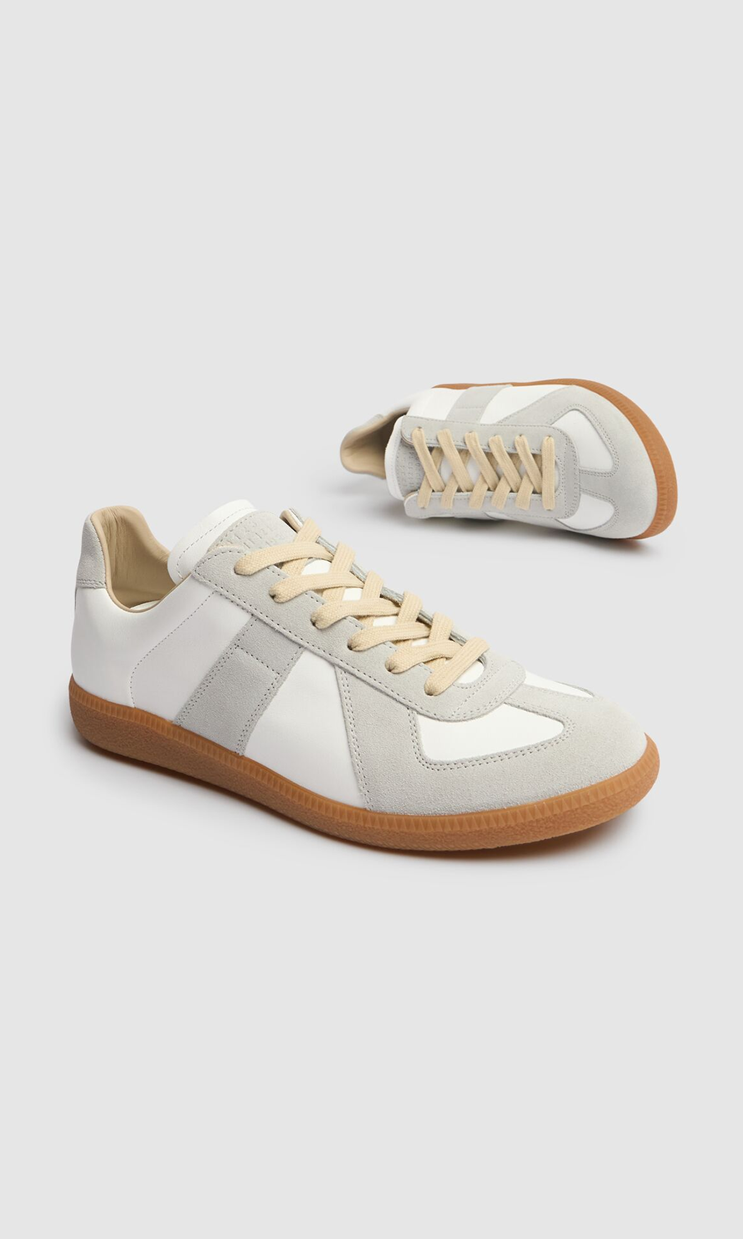 Maison Margiela Leather Low Replica And Suede Sneakers Glam Steals
