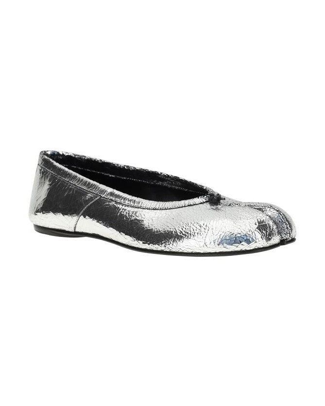 Maison Margiela Silver Calf Leather Bos Taurus Ballet Flats 