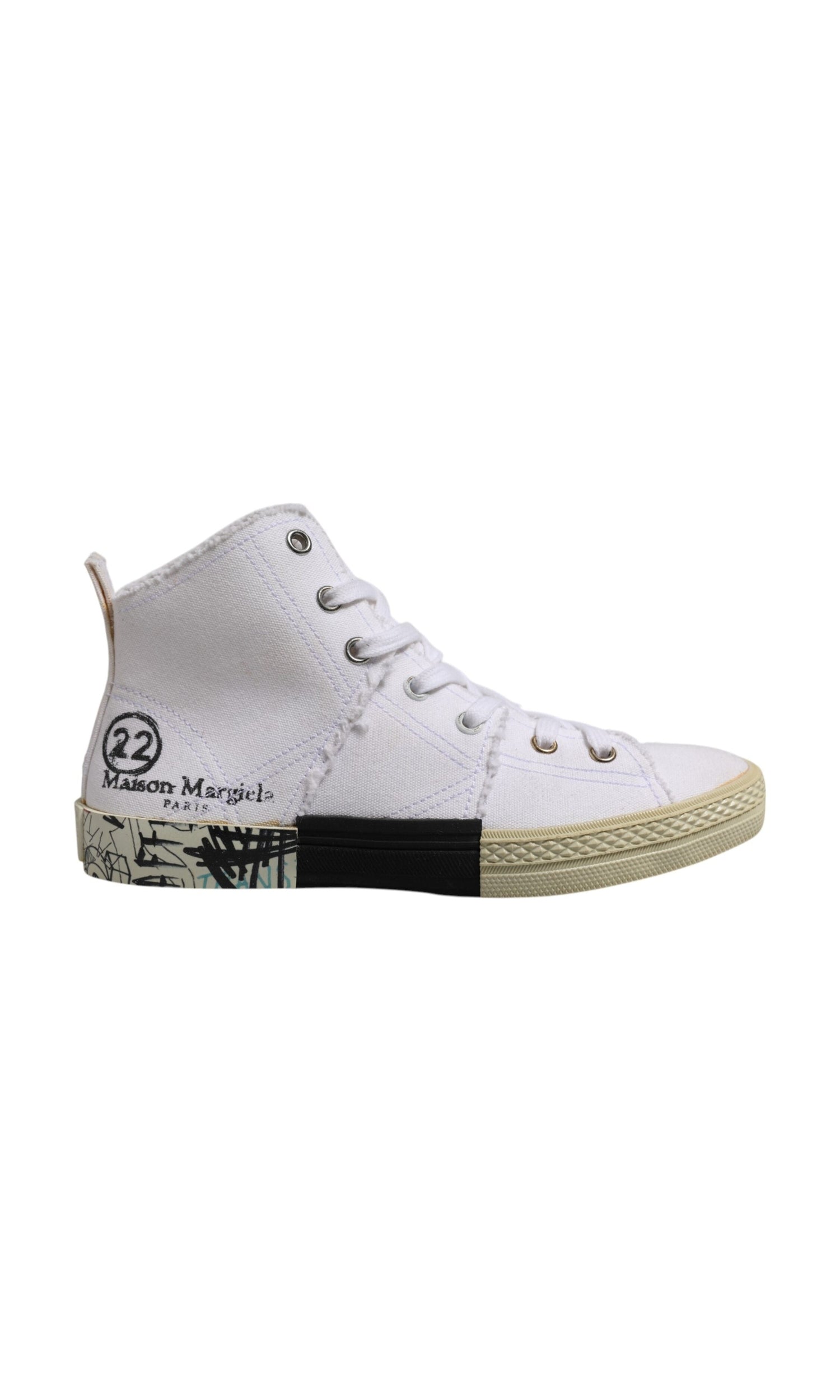 Maison Margiela White Lace Up Mid Top Women Sneakers Shoes Glam Steals