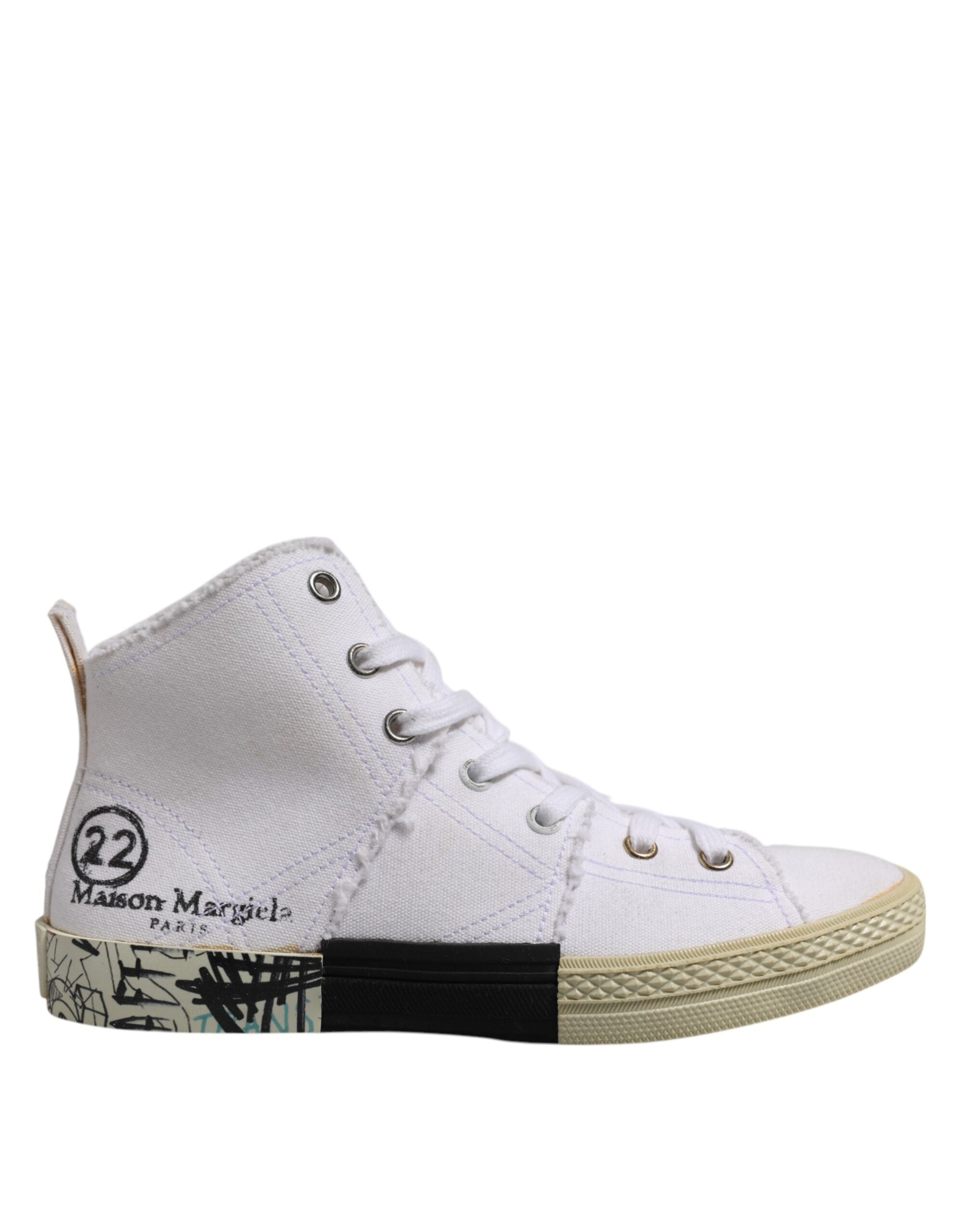 Maison Margiela White Lace Up Mid Top Women Sneakers Shoes Glam Steals