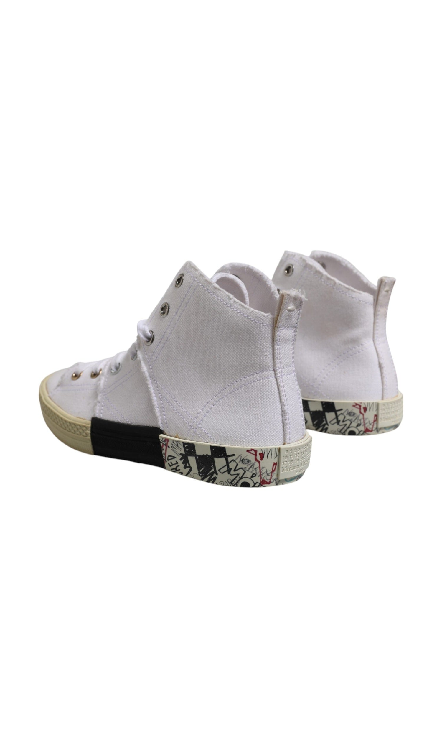 Maison Margiela White Lace Up Mid Top Women Sneakers Shoes Glam Steals