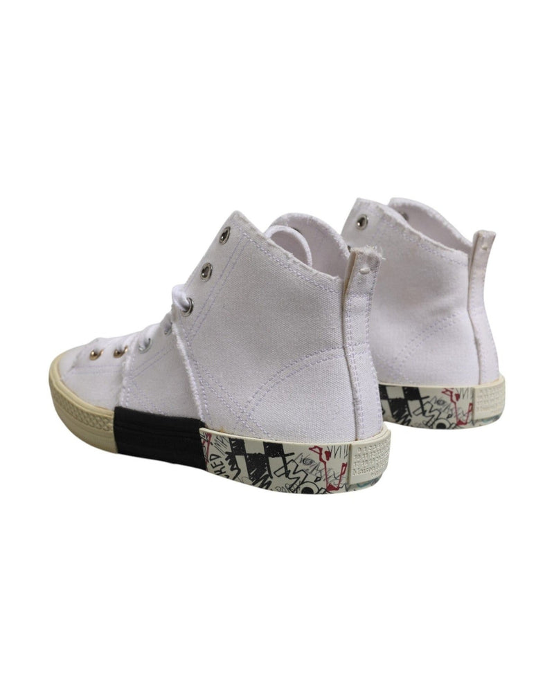 Maison Margiela White Lace Up Mid Top Women Sneakers Shoes Glam Steals