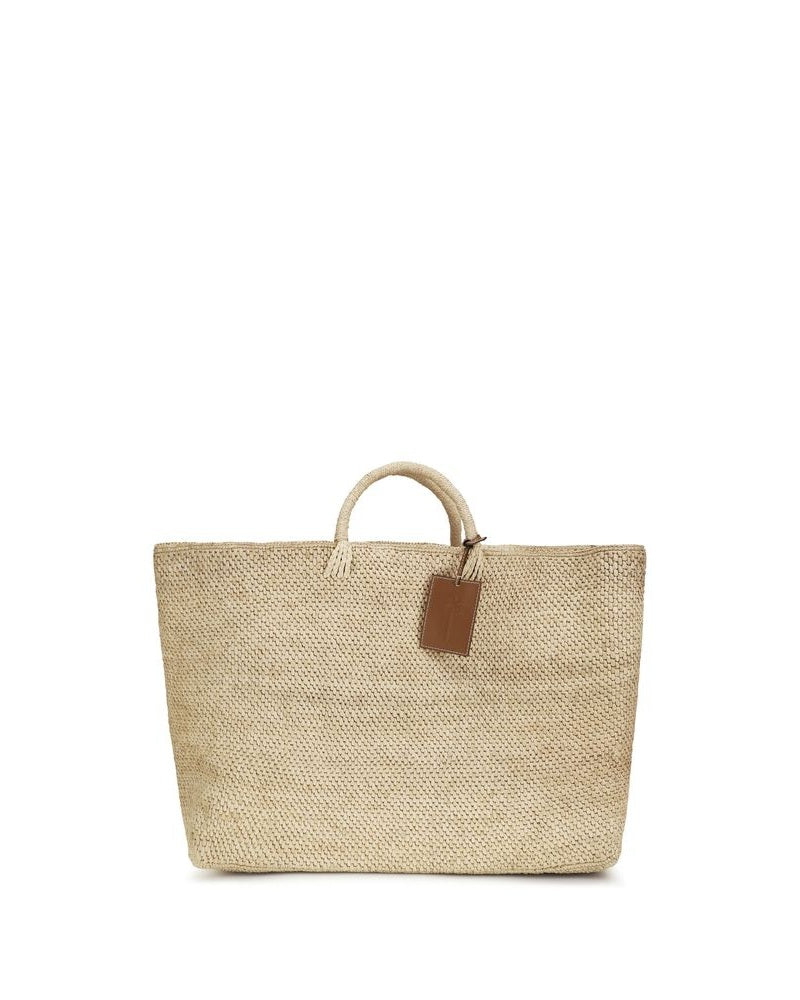 Manebi Beige Raffia Handbag Glam Steals