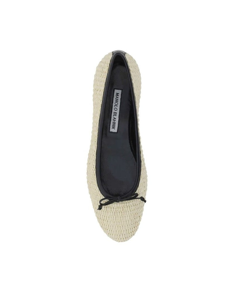 Manolo Blahnik Beige Raffia Ballet Flats Glam Steals