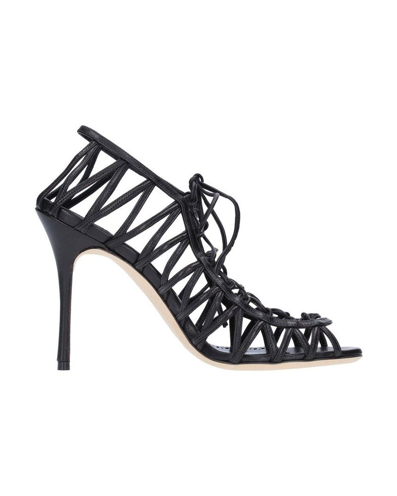 Manolo Blahnik Black Leather Sandals Glam Steals