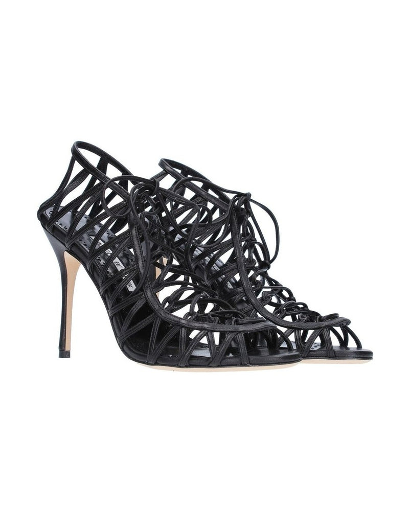 Manolo Blahnik Black Leather Sandals Glam Steals