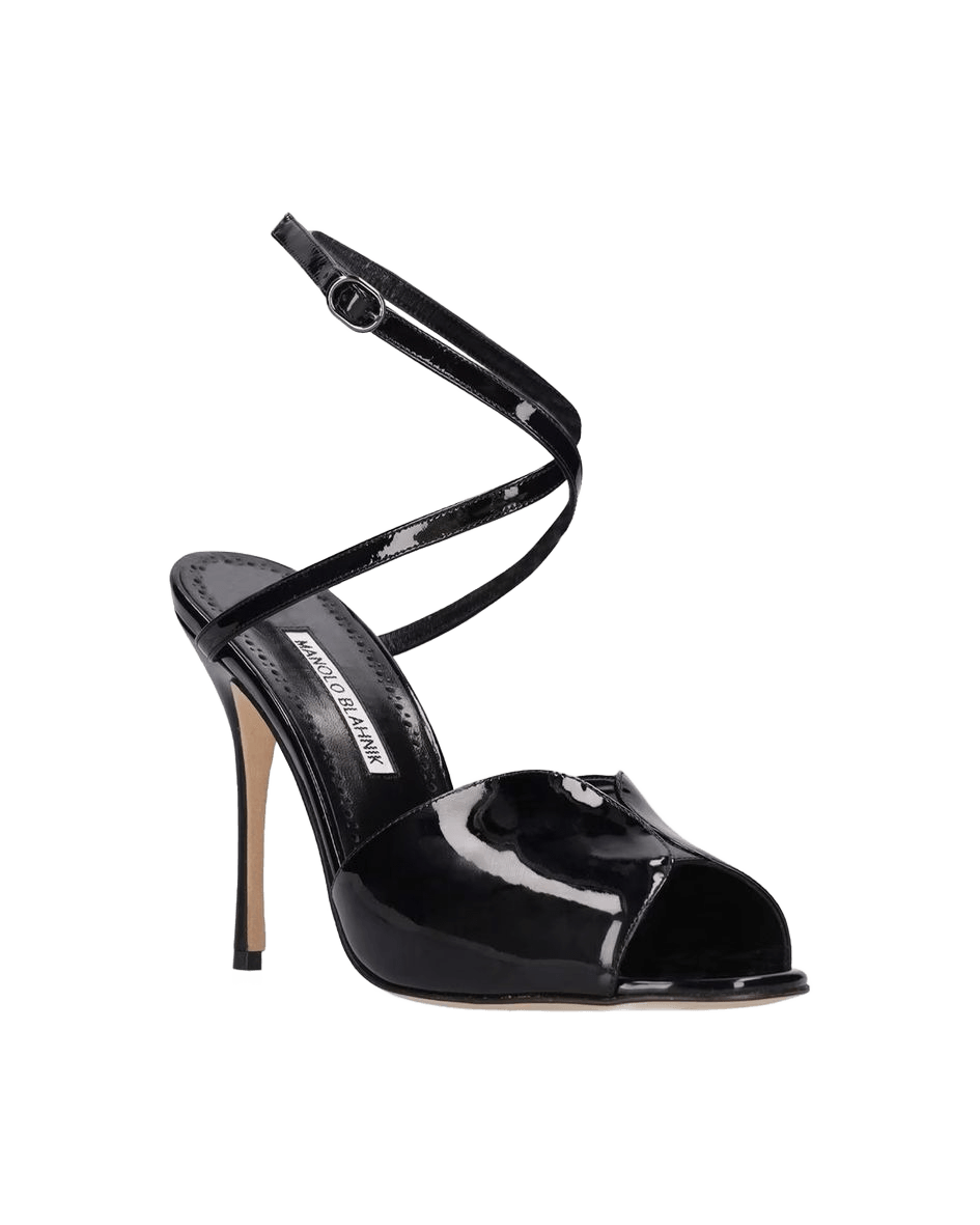 Manolo Blahnik Black Patent Calfskin Stiletto Heels Glam Steals