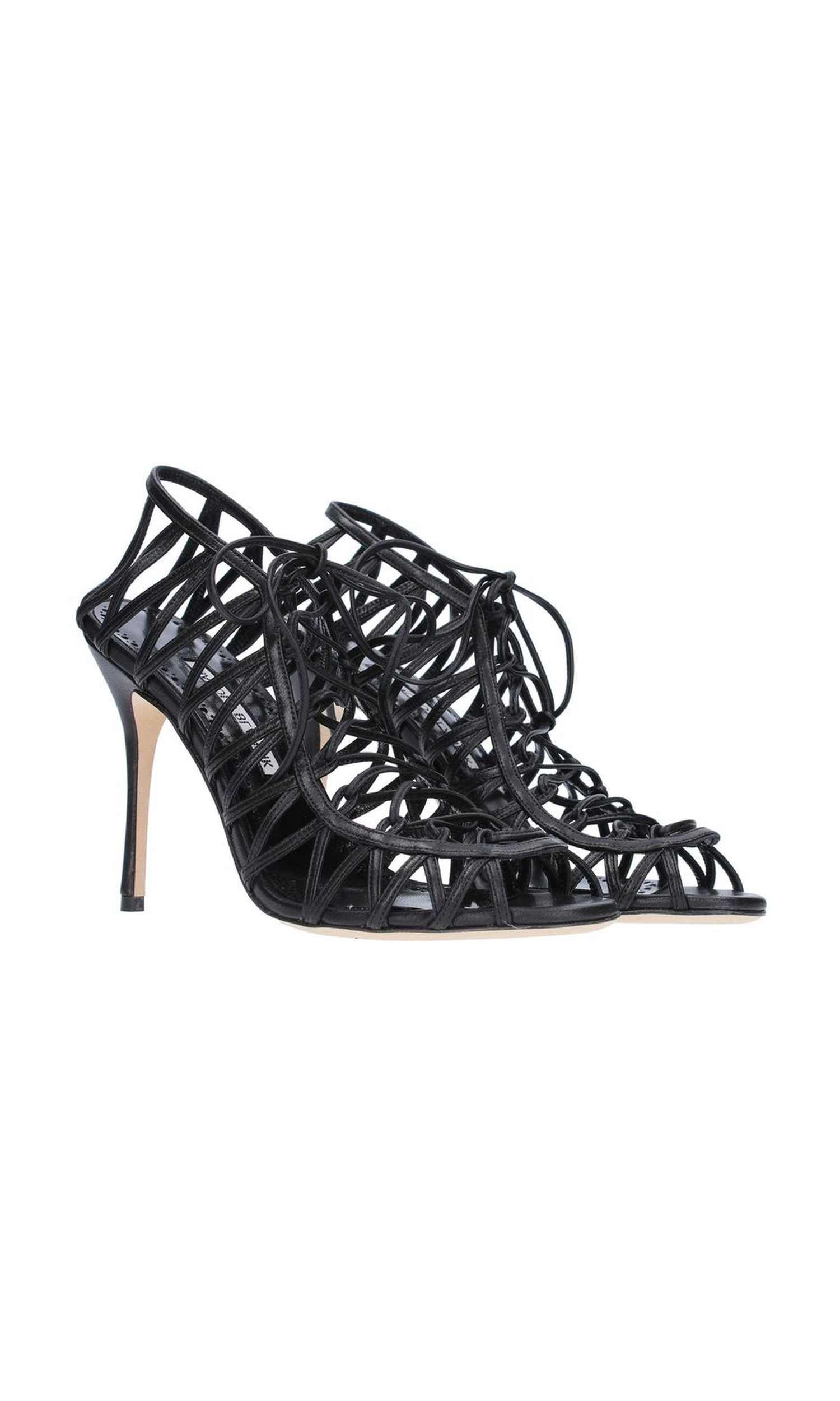 Manolo Blahnik Leather Hamza 105 Sandals Glam Steals