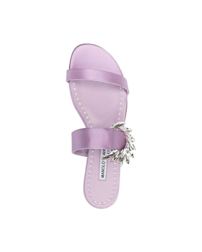 Manolo Blahnik Purple Silk Flat Sandals Glam Steals