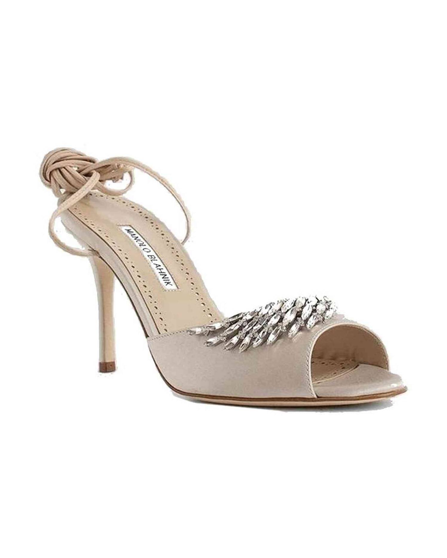 Manolo Blahnik Satin Plumena 090 Sandals Glam Steals
