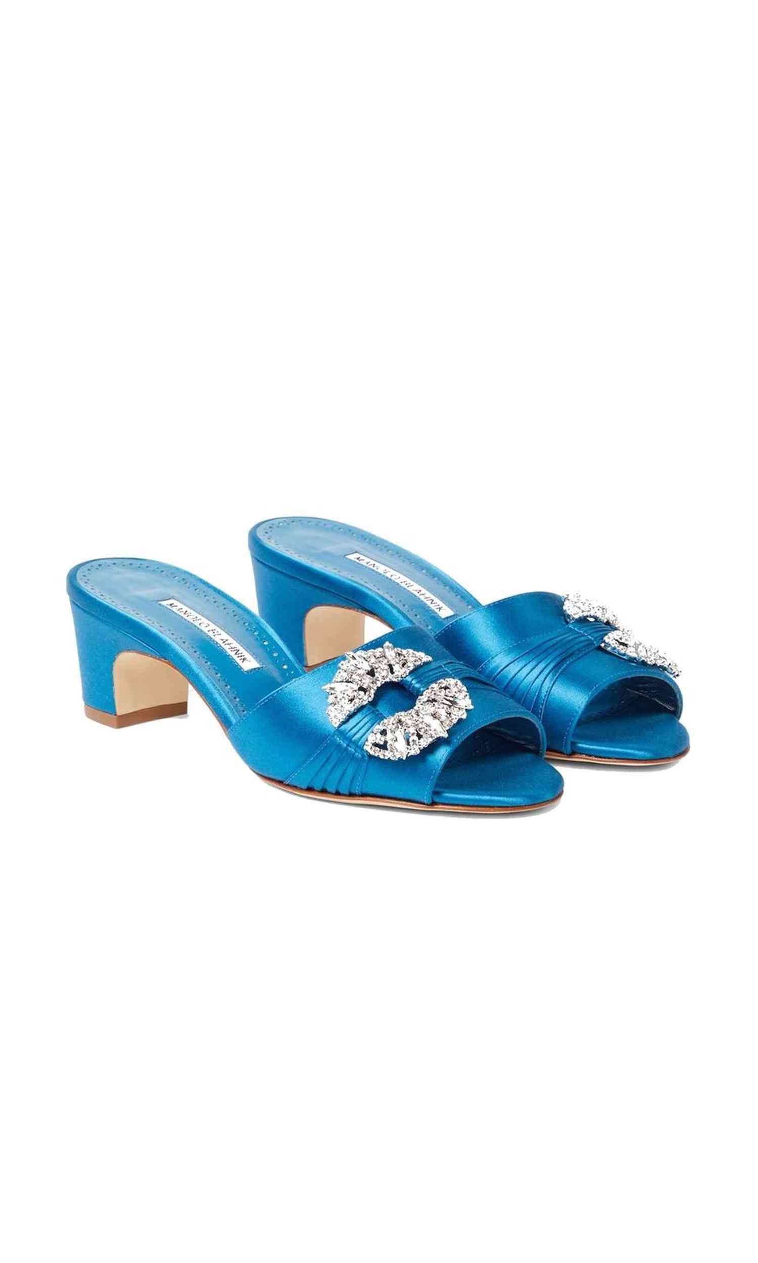 Manolo Blahnik Satin Prinap 050 Mules Glam Steals
