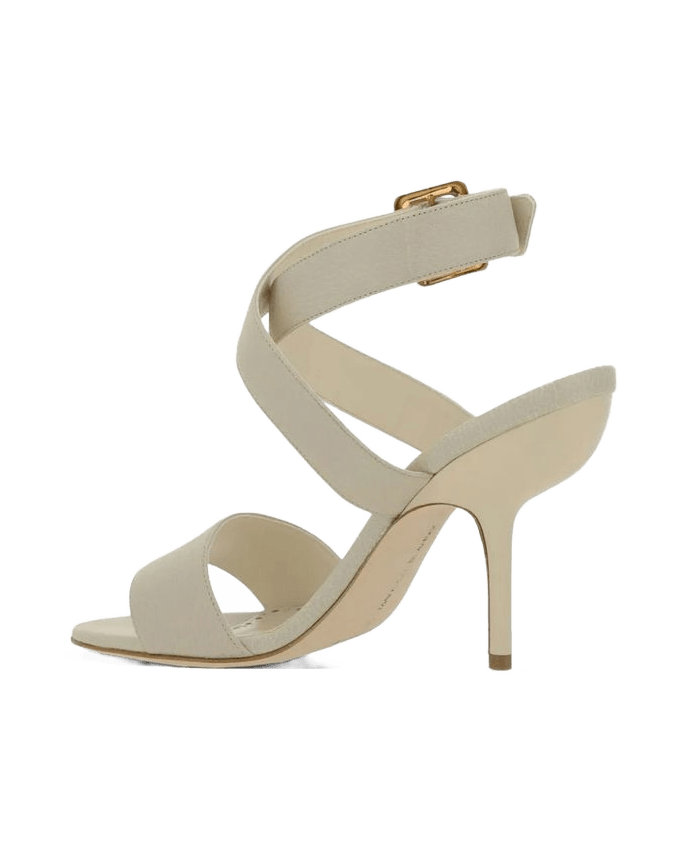 Manolo Blahnik White Calfskin Ankle Strap Stilettos Glam Steals