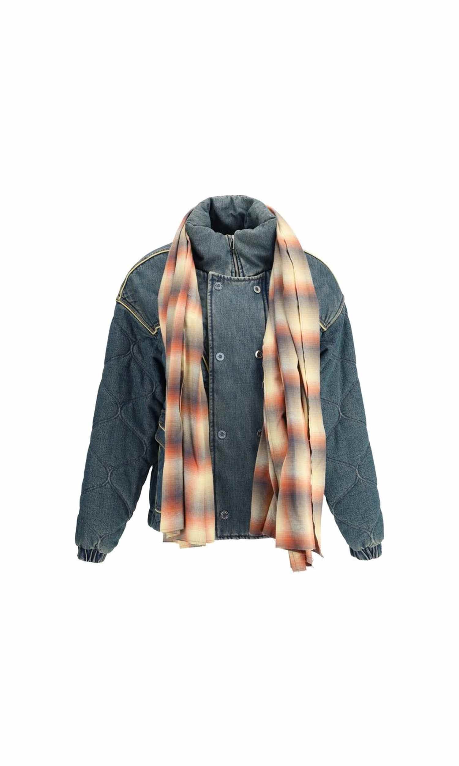 Marbell Denim Down Jacket Scarf Glam Steals