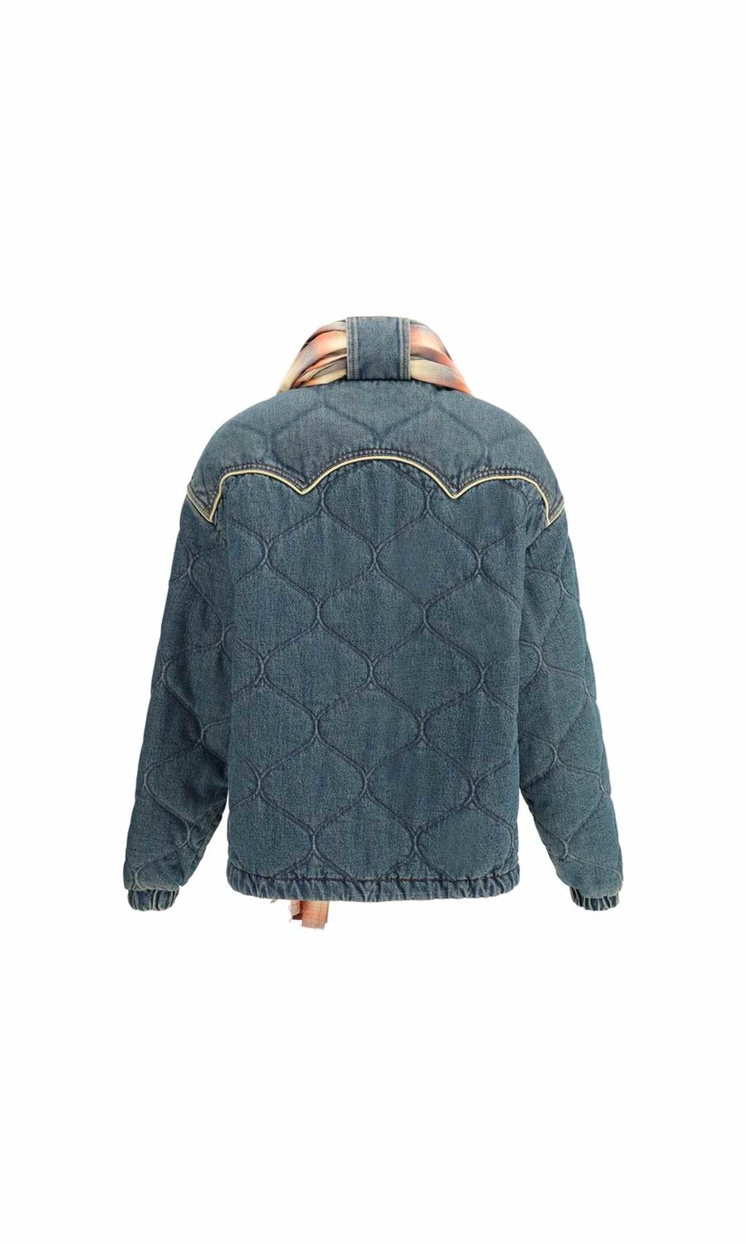 Marbell Denim Down Jacket Scarf Glam Steals