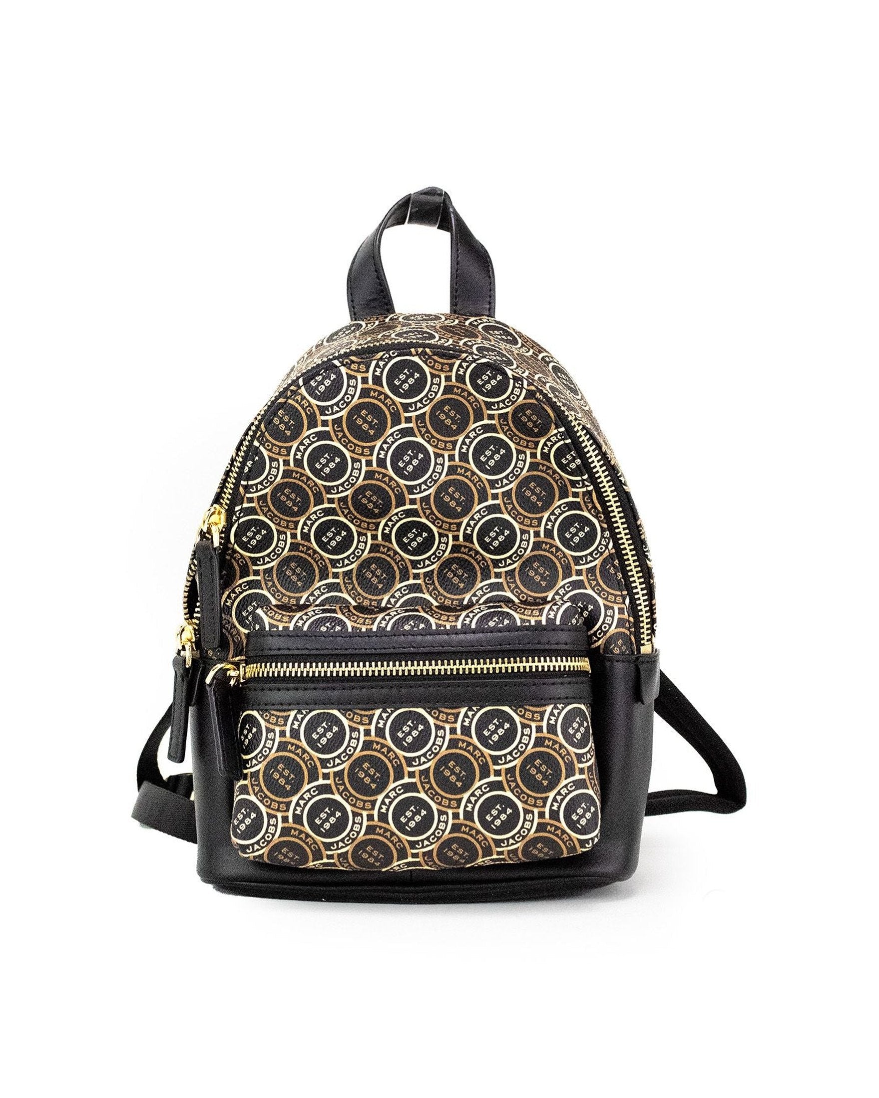 Marc Jacobs Signet Mini Logo Printed Leather Shoulder Backpack Black Bookbag Glam Steals