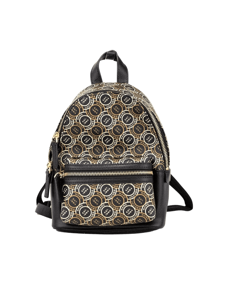 Marc Jacobs Black Signet Mini Logo Printed Leather Shoulder Backpack Bookbag Glam Steals
