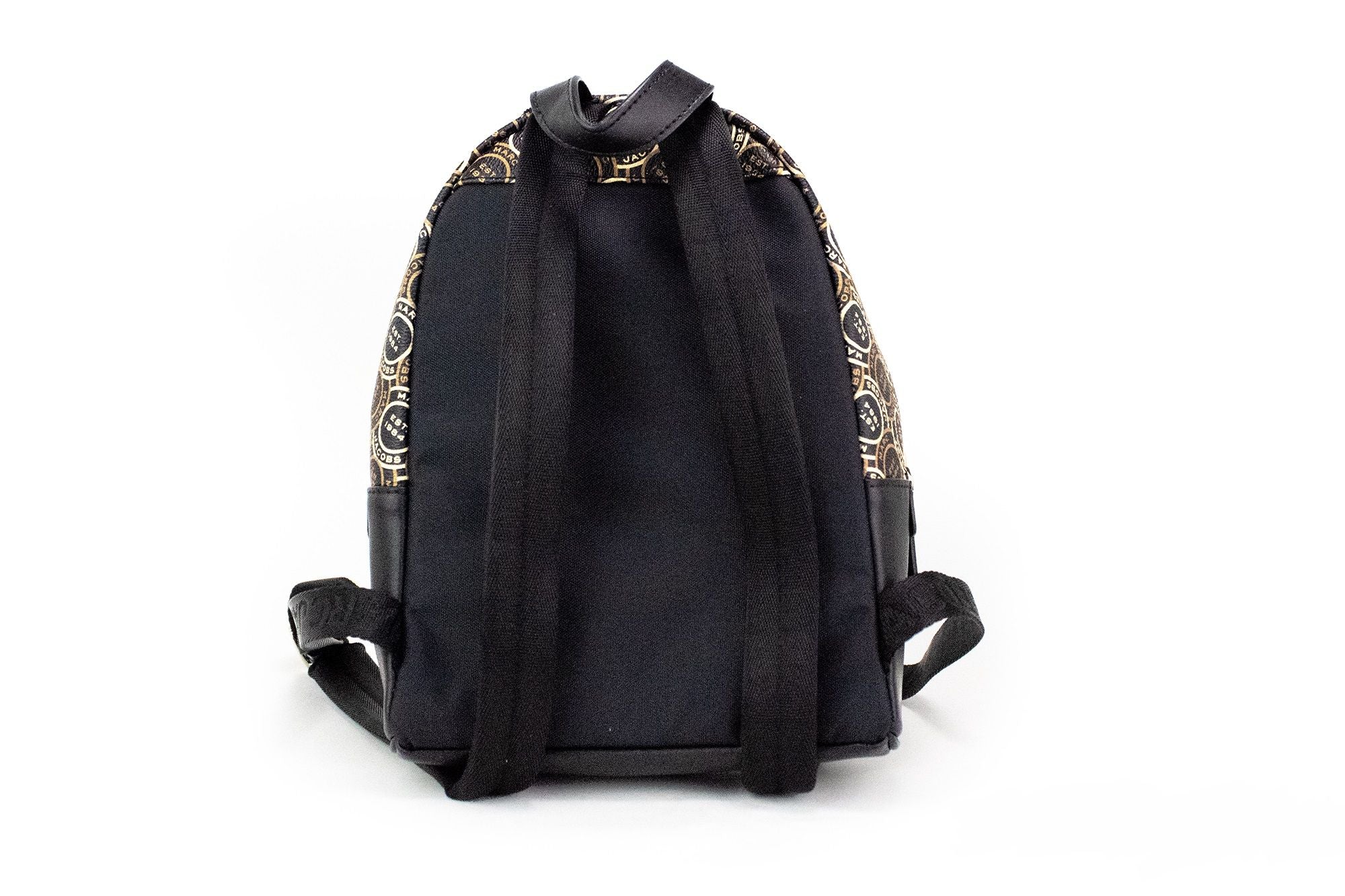 Marc Jacobs Signet Mini Logo Printed Leather Shoulder Backpack Black Bookbag Glam Steals