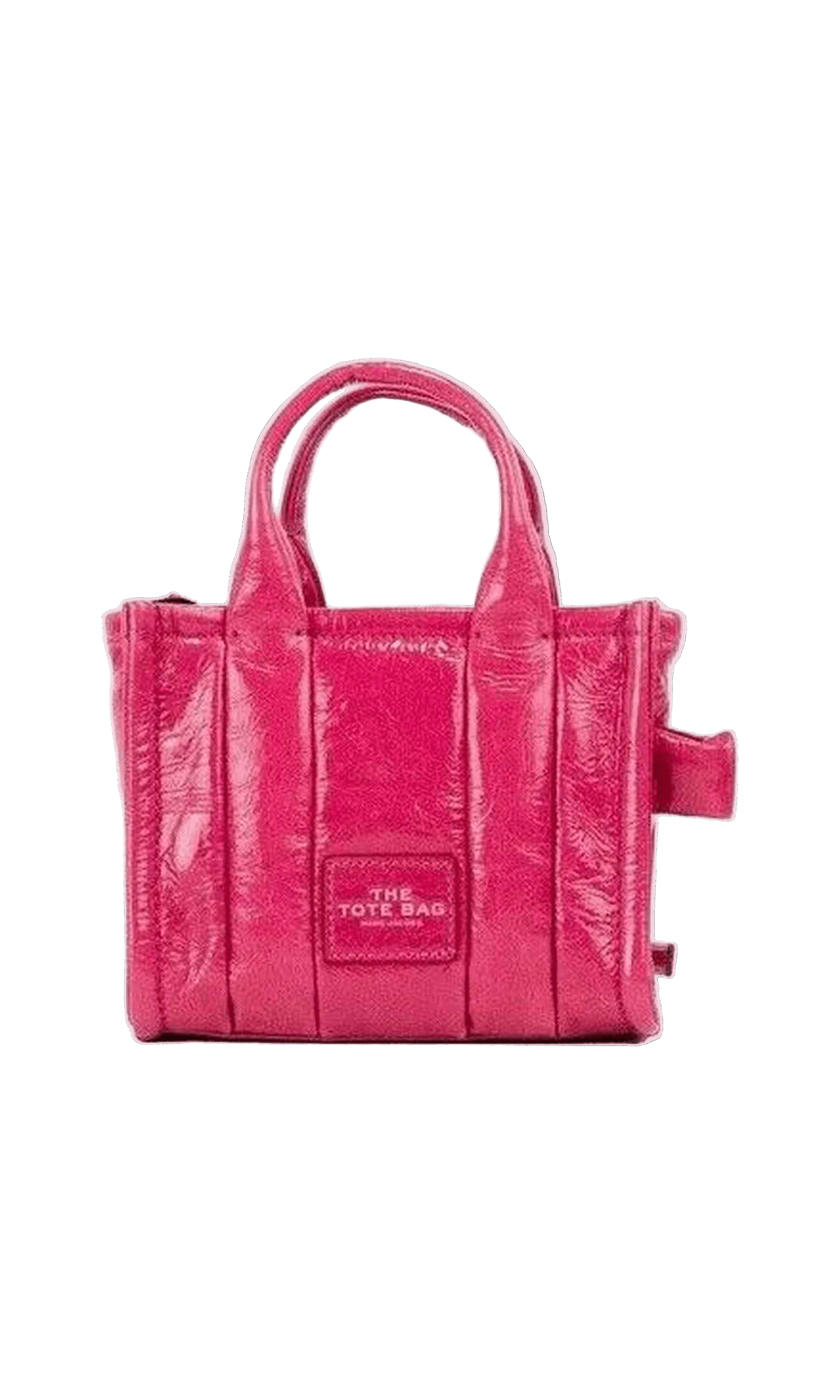 Marc Jacobs The Shiny Crinkle Micro Tote Magenta Leather Crossbody Bag Handbag Glam Steals