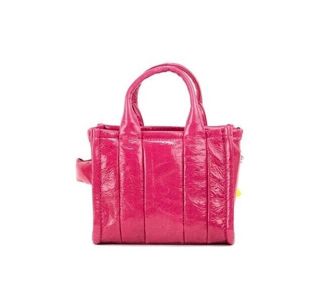 Marc Jacobs The Shiny Crinkle Micro Tote Magenta Leather Crossbody Bag Handbag Glam Steals