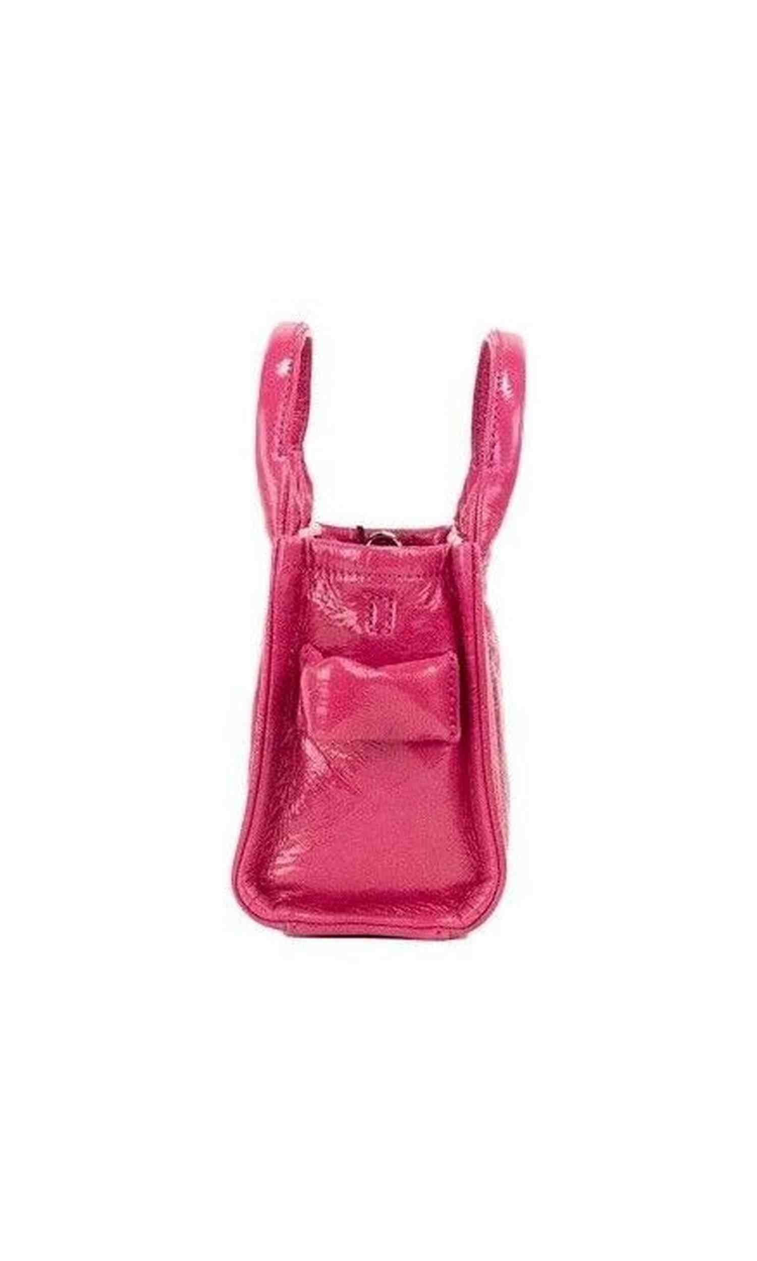Marc Jacobs The Shiny Crinkle Micro Tote Magenta Leather Crossbody Bag Handbag Glam Steals