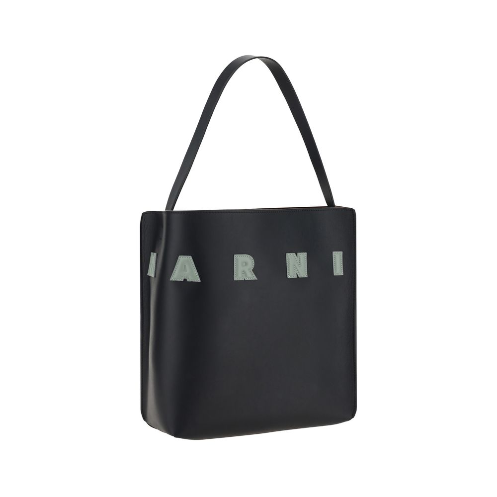 Marni Black Calf Leather Bos Taurus Shoulder Bag Glam Steals