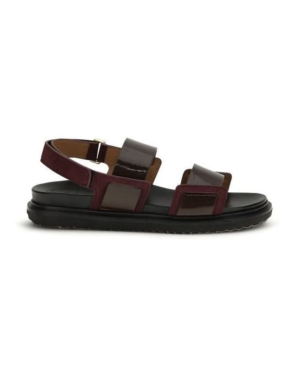 Marni Black Leather Calf Bos Taurus Strap Sandals 