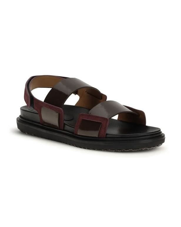 Marni Black Leather Calf Bos Taurus Strap Sandals 