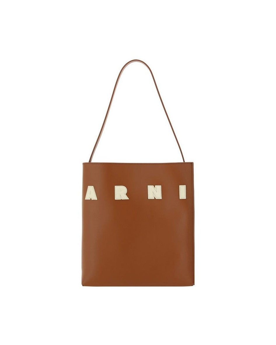 Marni Brown Calf Leather Bos Taurus Shoulder Bag 