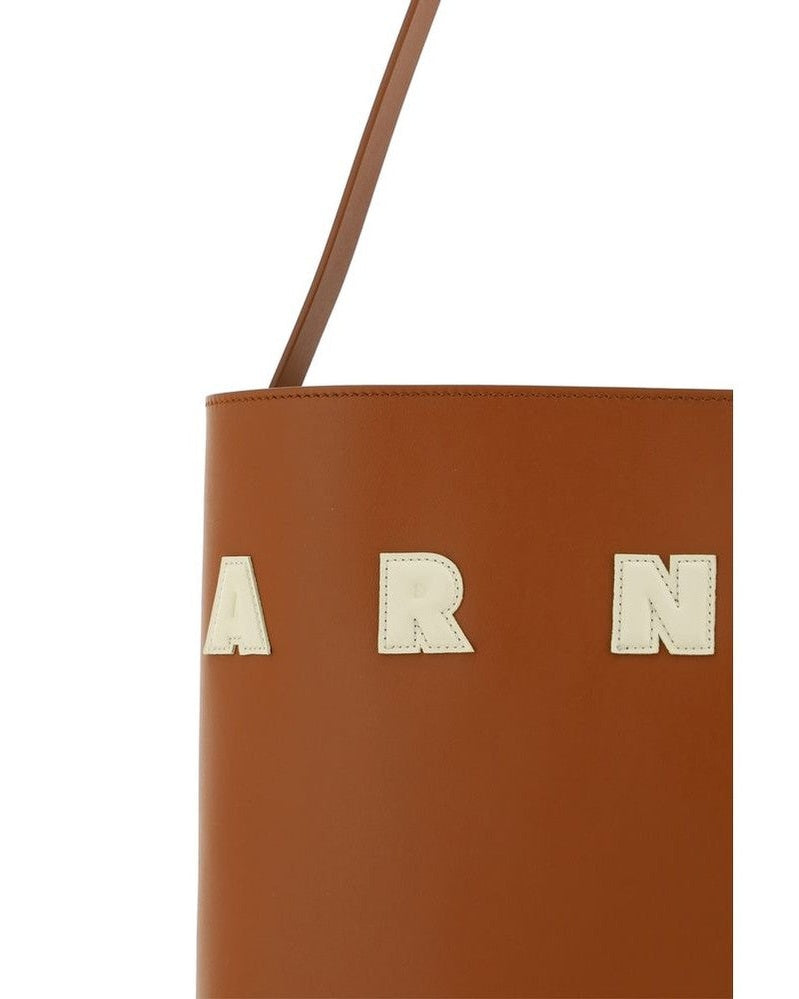 Marni Brown Calf Leather Bos Taurus Shoulder Bag 