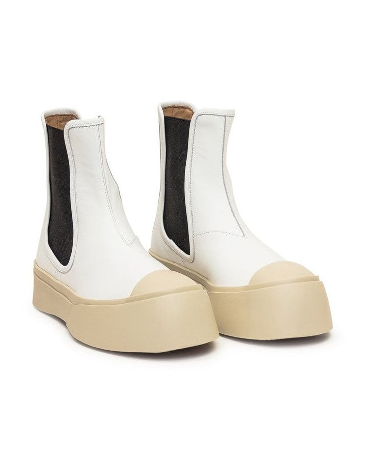 Marni White Calfskin Chelsea Boots Glam Steals