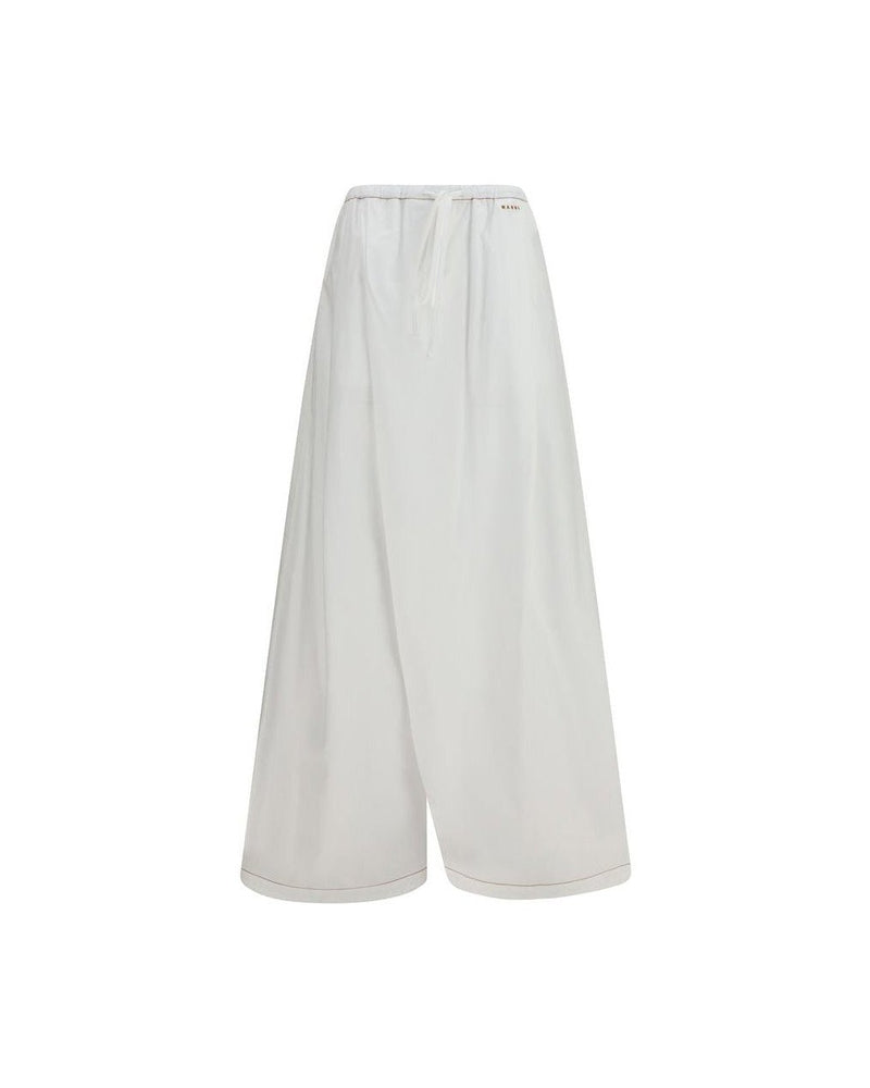 Marni White Cotton Casual Pant Glam Steals