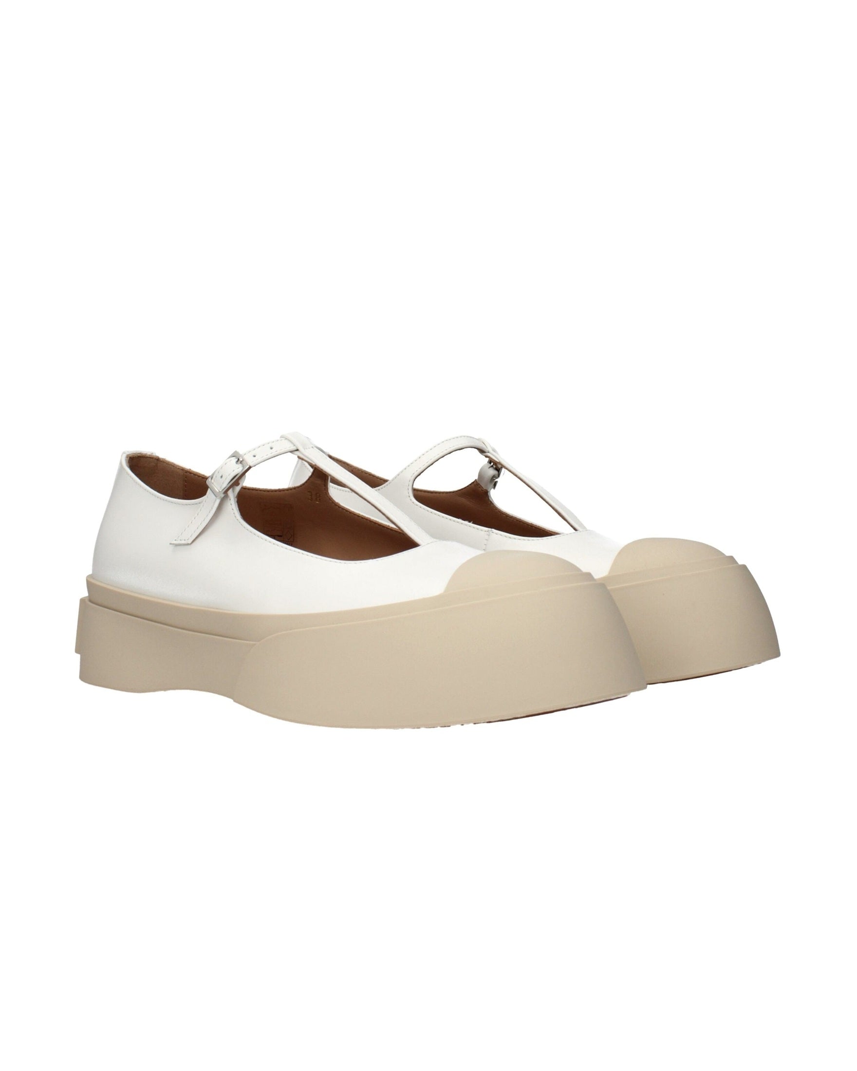 Marni White Leather Slip On Loafers Flats