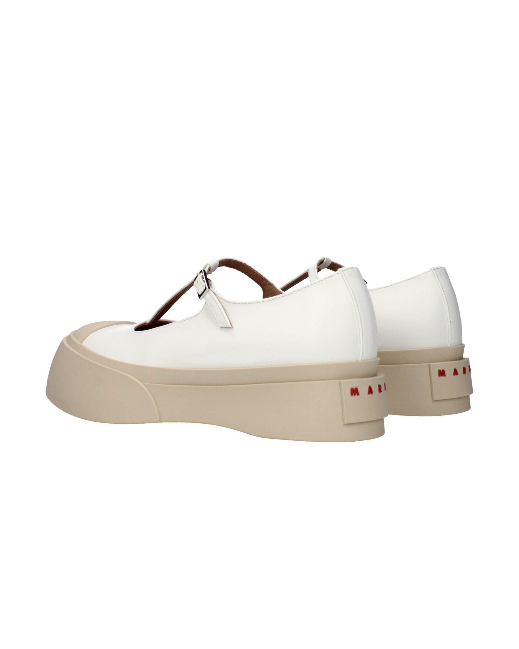 Marni White Leather Slip On Loafers Flats
