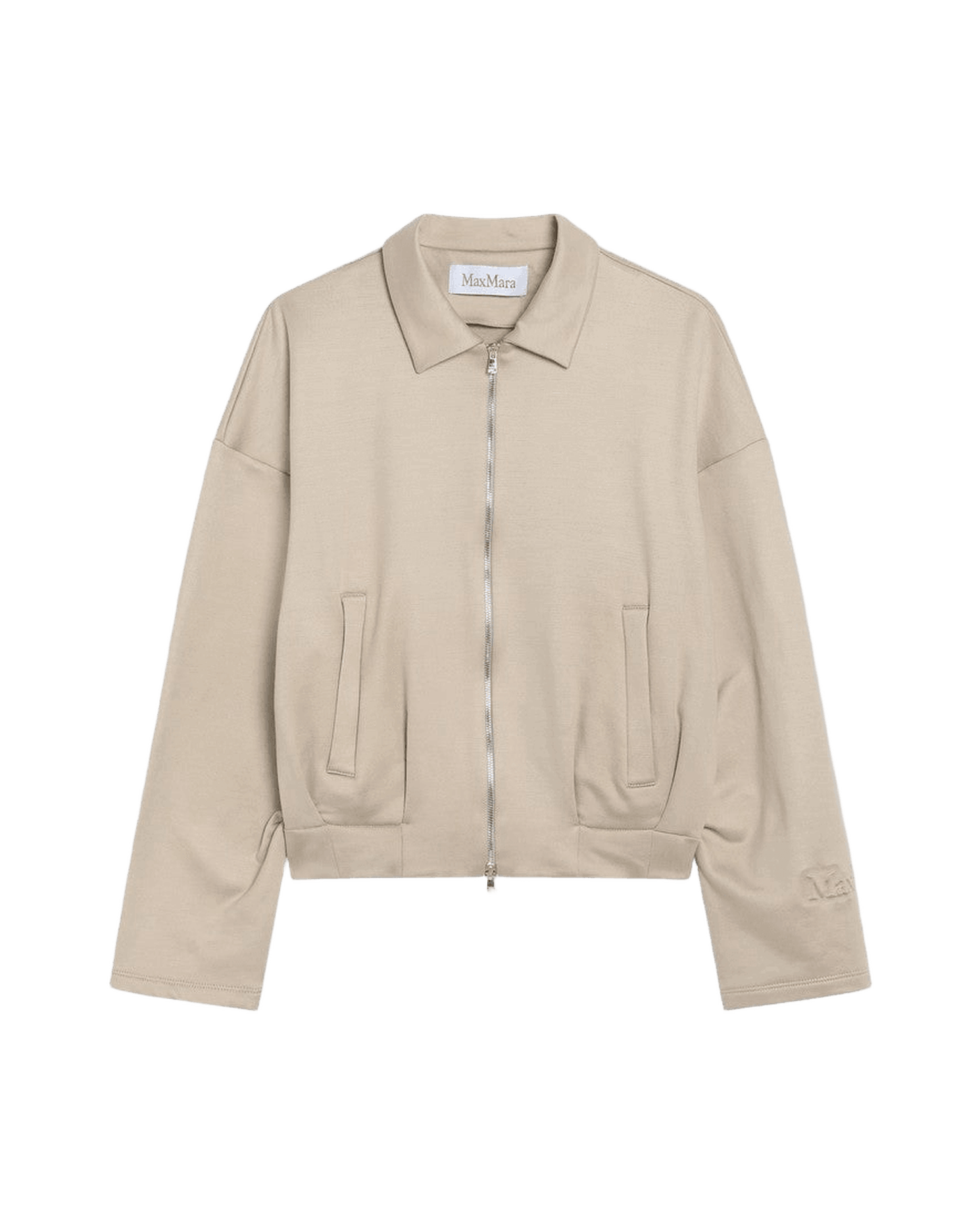 Max Mara Beige Silk Cropped Sweat-Shirt In Blend Glam Steals