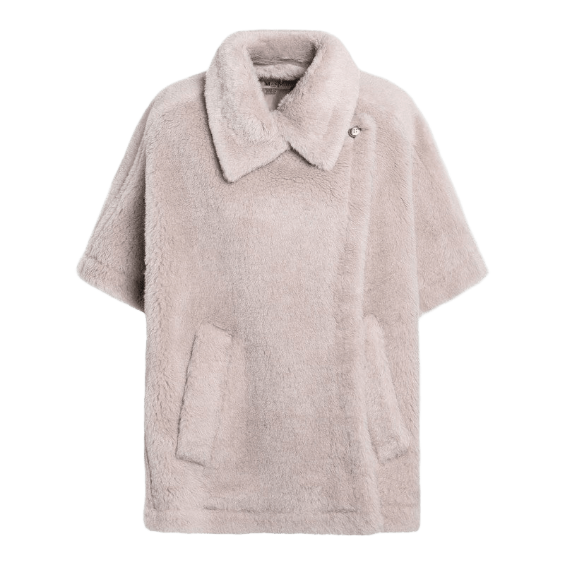 Max Mara Beige Wool Alpaca and Teddy Cape Glam Steals