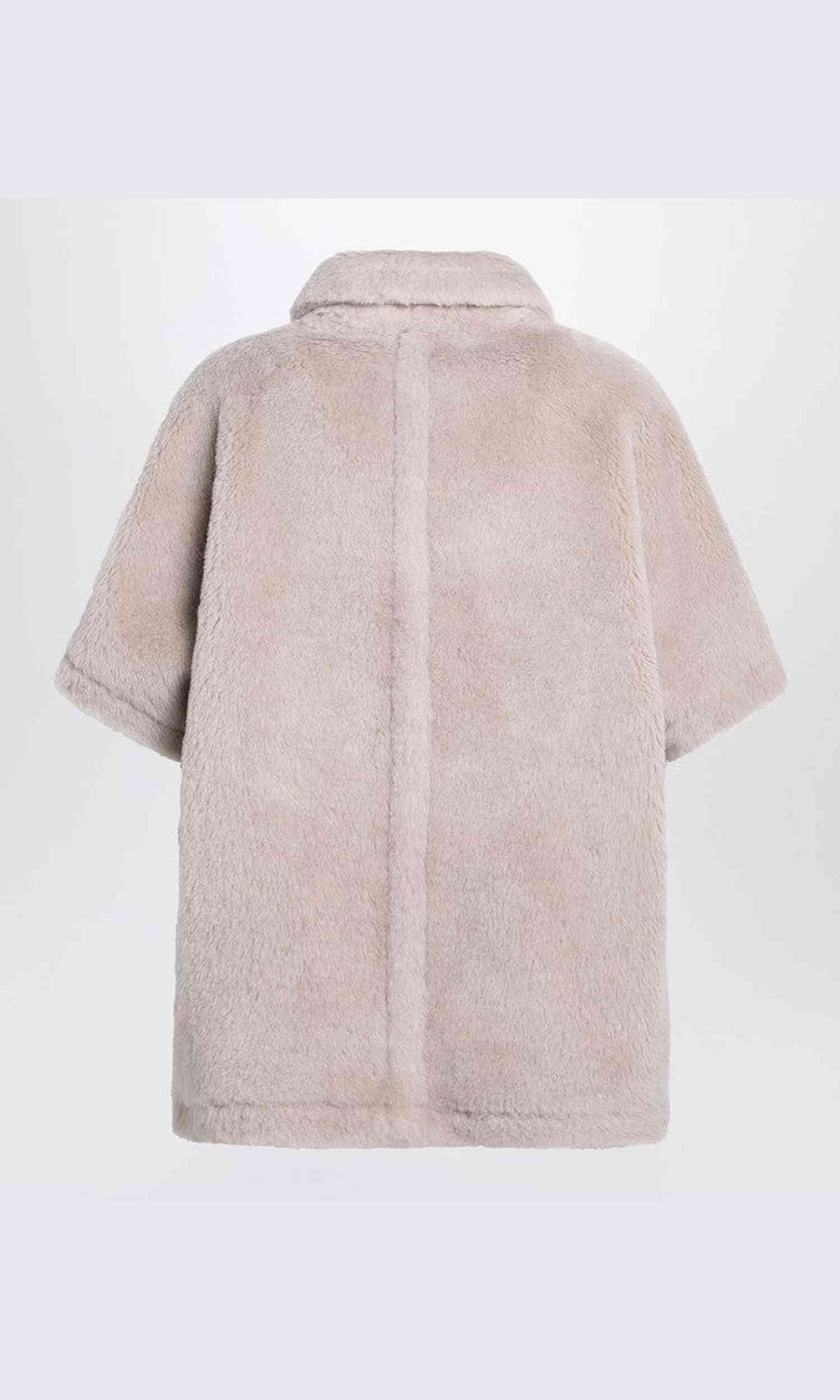 Max Mara Beige Wool Alpaca and Teddy Cape Glam Steals