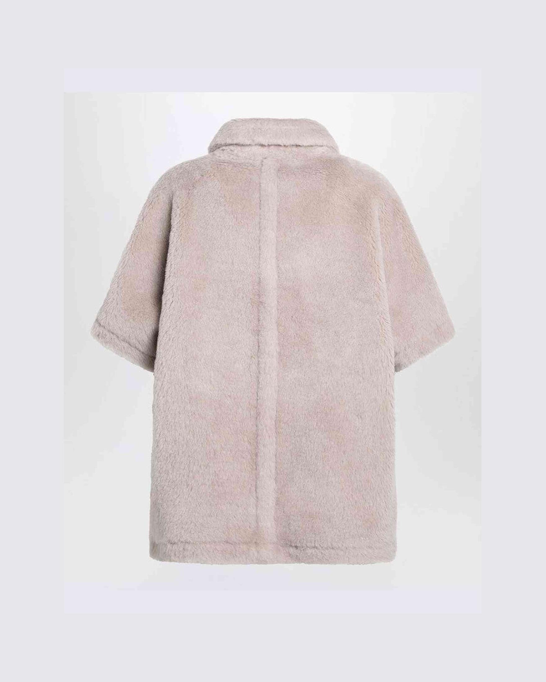 Max Mara Beige Wool Alpaca and Teddy Cape Glam Steals
