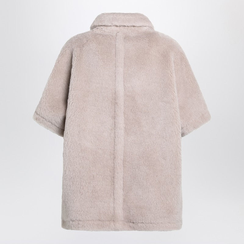 Max Mara Beige Wool Alpaca and Teddy Cape Glam Steals