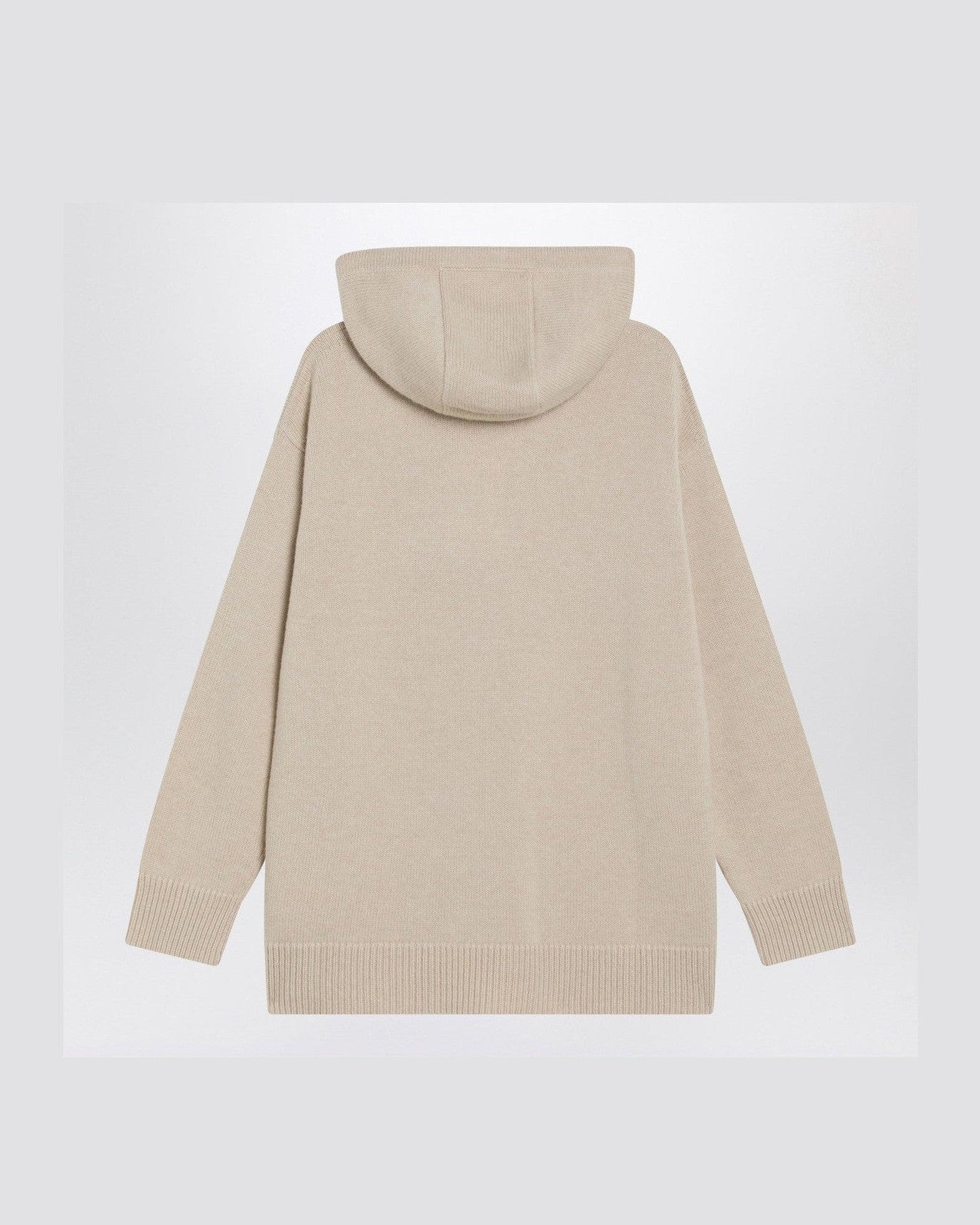 Max Mara Beige wool and cashmere knit hoodie Glam Steals