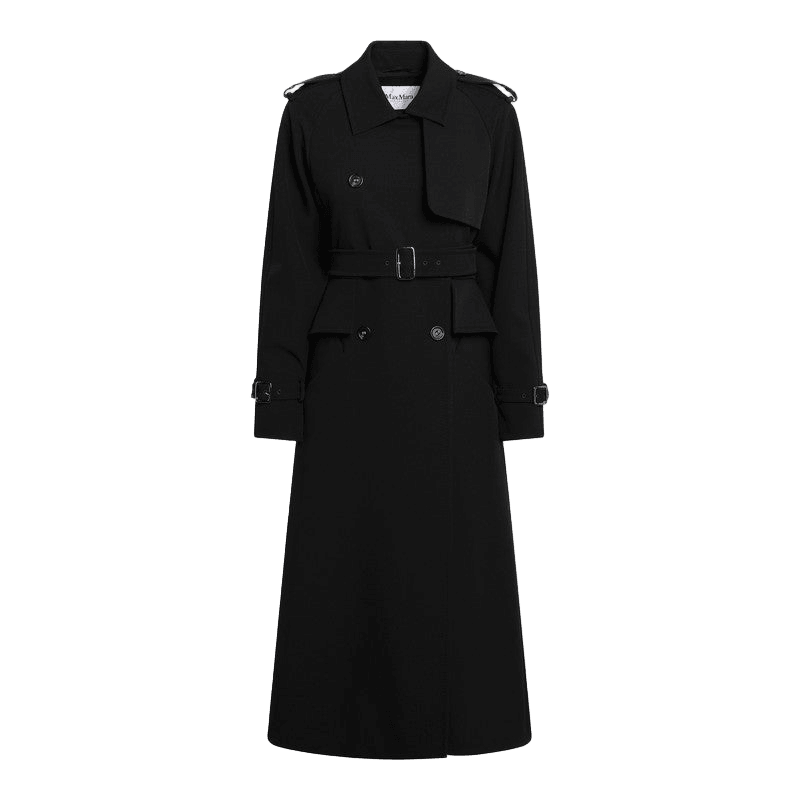 Max Mara Black Long Trench in Sable Glam Steals