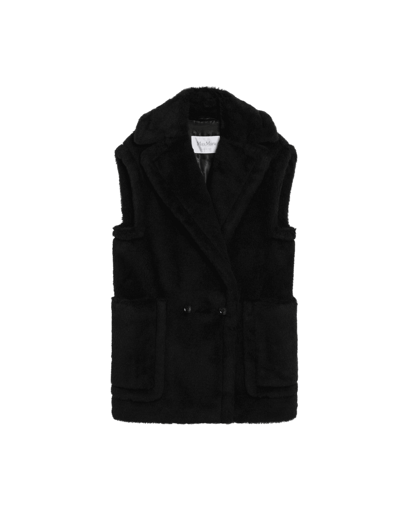 Max Mara Black Wool Teddy Gilet in Alpaca Glam Steals
