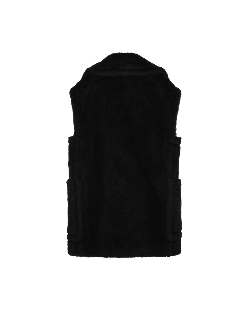 Max Mara Black Wool Teddy Gilet in Alpaca Glam Steals