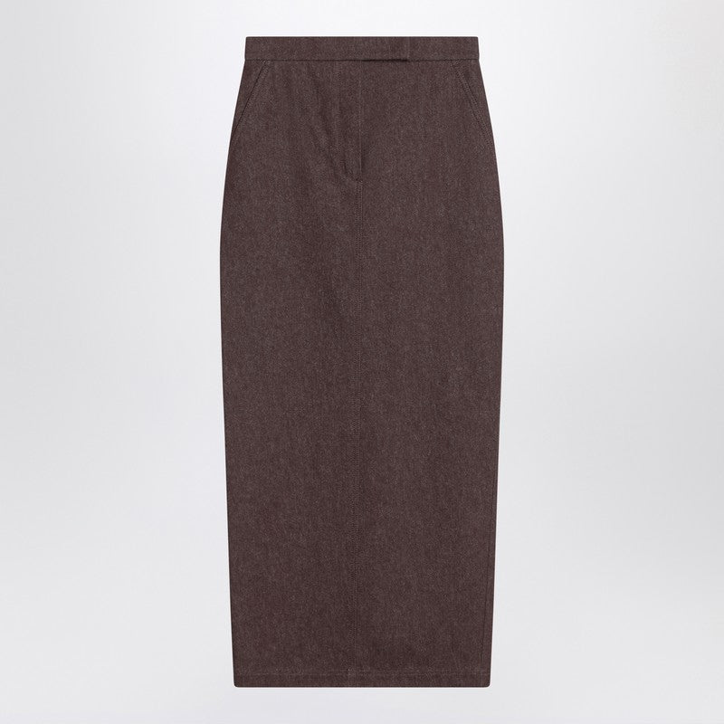 Max Mara Brown Denim Long Skirt in Effect Glam Steals