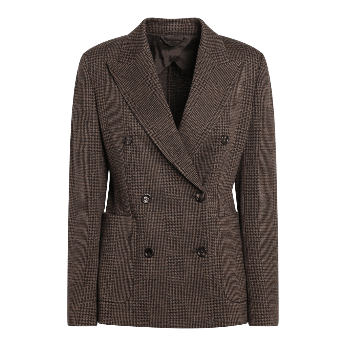 Max Mara Brown Prince Of Wales Double Breasted Jacket Glam Steals