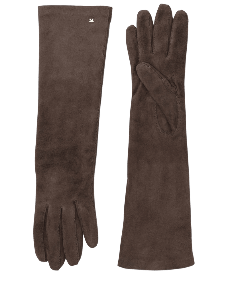 Max Mara Brown Suede Long Nappa Gloves Glam Steals