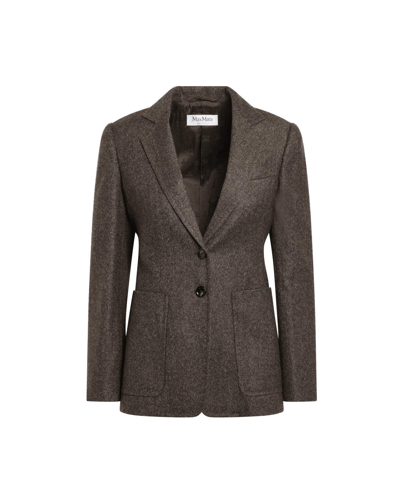 Max Mara Brown Wool Single Breasted Jacket in Tweed