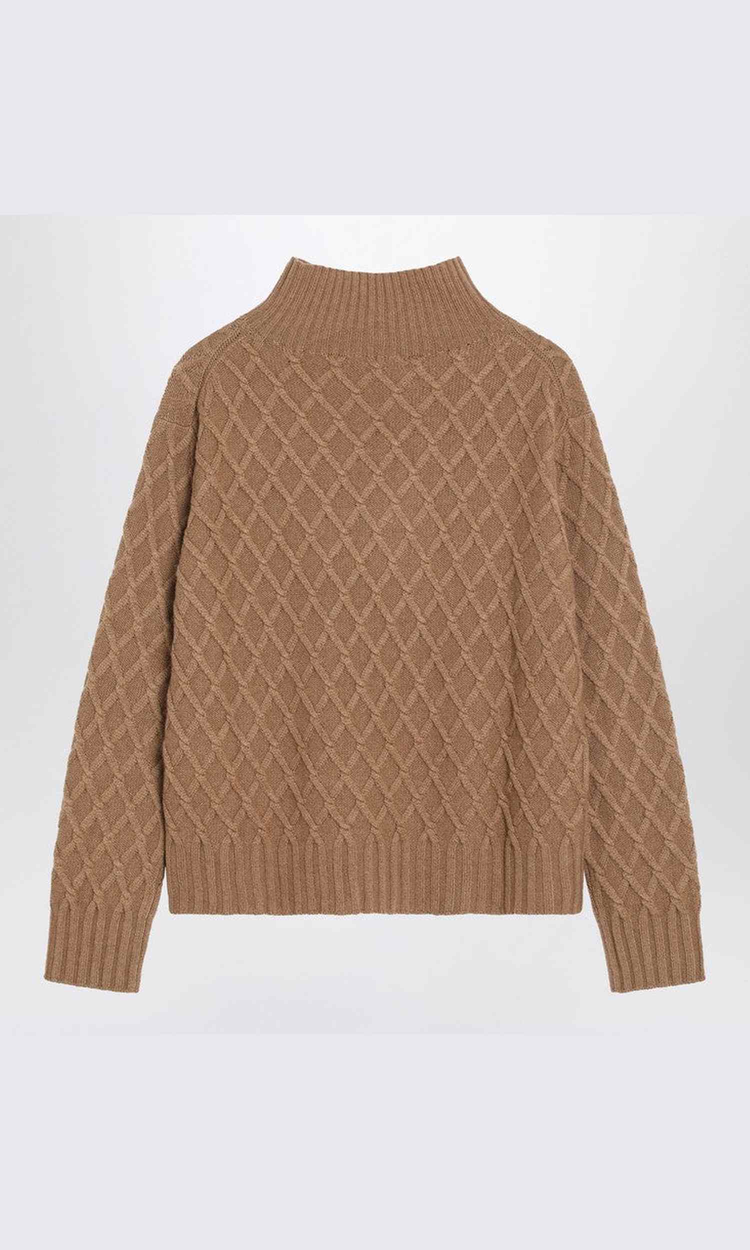 Max Mara Camel Cable Knit Turtleneck Jumper Glam Steals