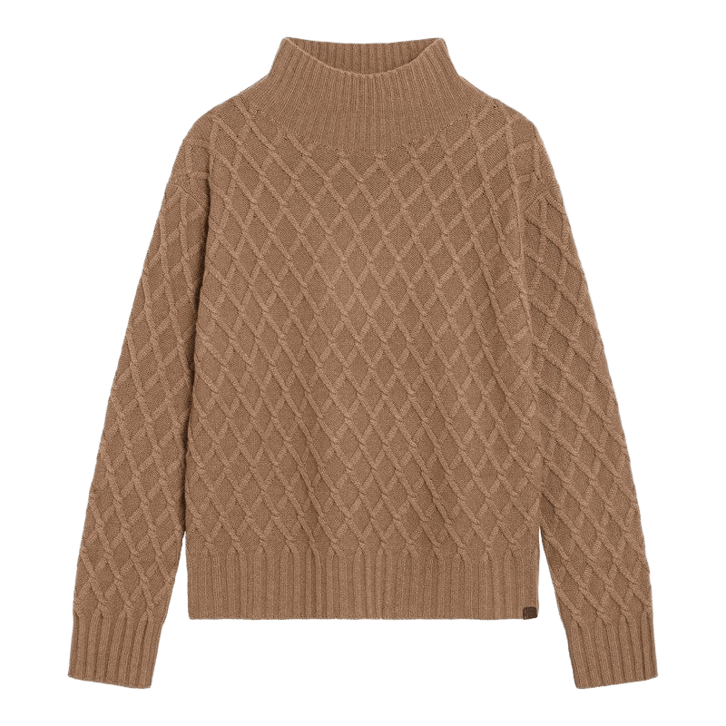 Max Mara Camel Cable Knit Turtleneck Jumper Glam Steals
